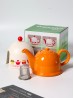 Porcelain Teapot in Orange w/ Infuser & Plastic Cover 800ML With Gift Box